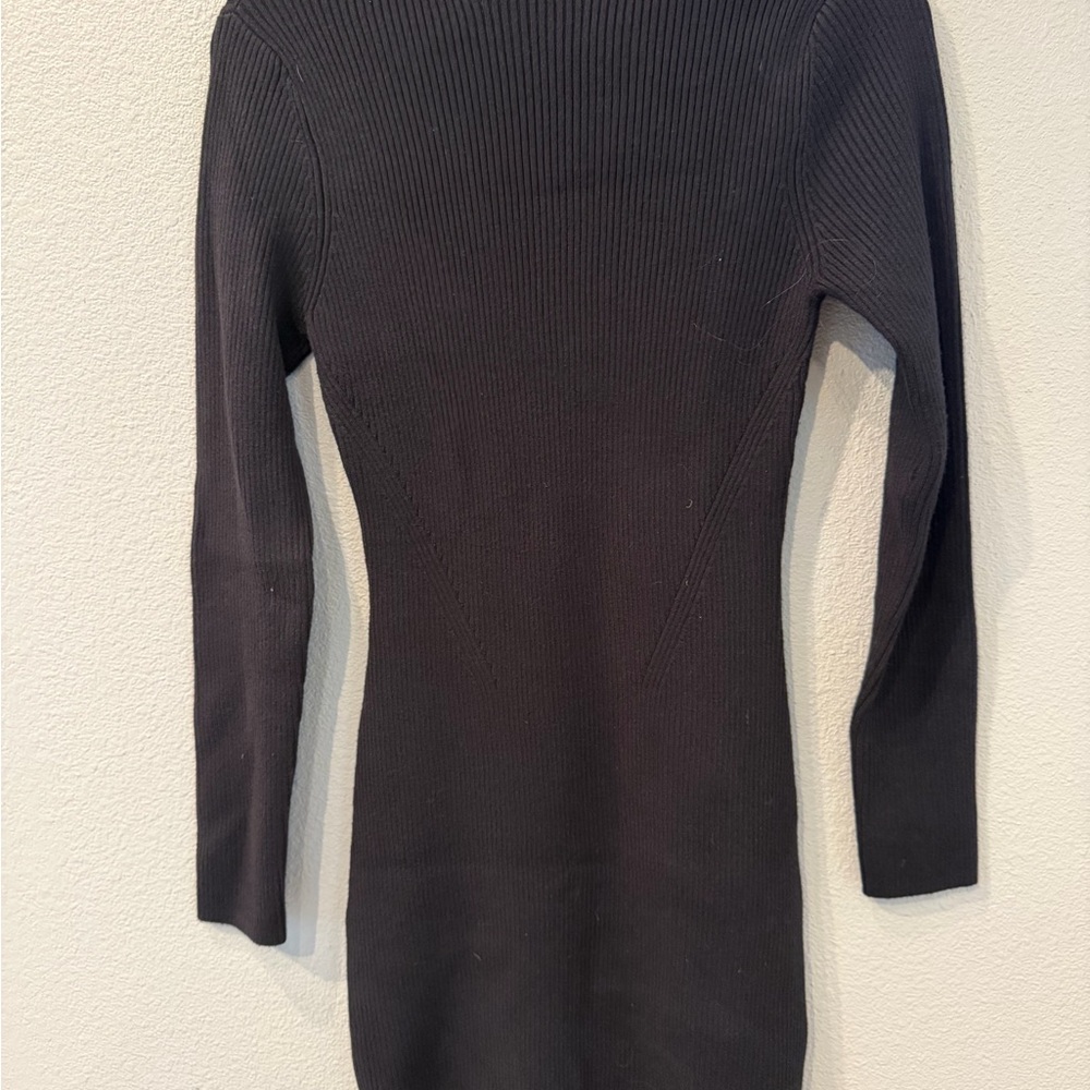 Abercrombie & Fitch Black Ribbed Long-Sleeve Bodycon Dress